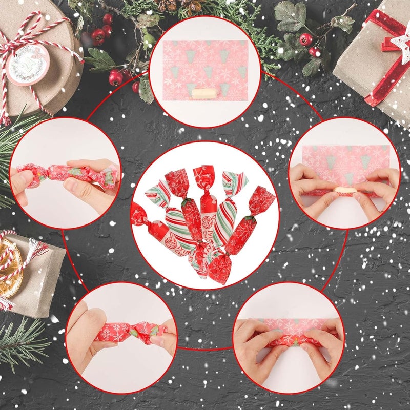 YBB 1200 Pcs Christmas Candy Wrappers for Caramel, Greaseproof Candy Wax Twisting Papers Wrappers for Christmas Party Goodies Candy Chocolate Sweets - Image 4